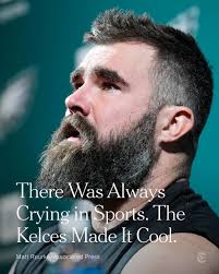At Jason Kelce's retirement announcement, he cried when he talked about his  teammates. He cried when he thanked the Eagles' owner. He cried when he  reflected