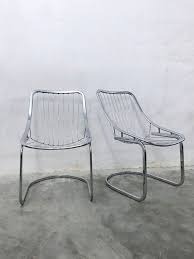1of6 Mid Century Modern Chrome Dining Chairs In Style Of Gastone Rinaldi Italian Modernist Cantilever Wire Chairs 1970s 1980s Metal Dining Chairs Chair Chrome Chair