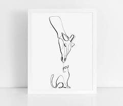 Octopus, fish, whale, seahorse, seashells, seaweed, starfish. Giraffe And Cat Art Print One Line Drawing Minimal Art Wall Animal Line Drawings Giraffe Tattoos Cat Art Print