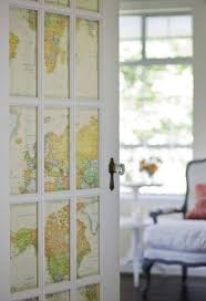 French Door Covering Map Home Diy Map Decor Decor