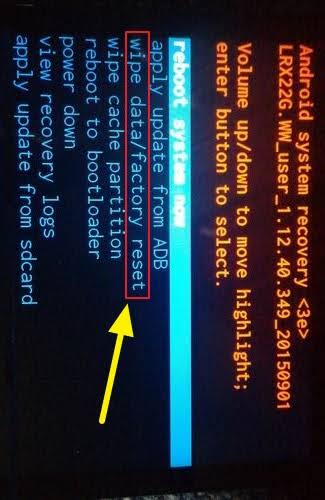 wipedata/factory reset