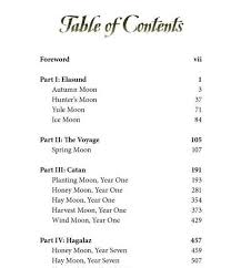 Part Of The Table Of Contents Catan Novels Settlers Of Catan
