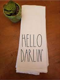 These open shelves make a design statement all. Hello Darlin Rae Dunn Inspired Rustic Kitchen Towel Flour Sack Towel Rustic Farmhouse Tea Towe Flour Sack Towels Flour Sack Kitchen Towels Custom Tea Towel