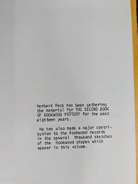 The Second Book of Rookwood Pottery With Complete Art Pottery Shape by Herbert  Peck 1985