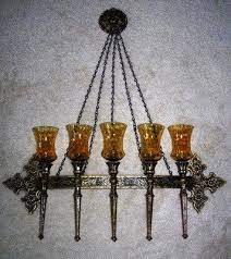 The hampton bay outdoor galvanized barn light wall sconce is designed with a galvanized finish that will enrich your home's appearance with a days gone by look. Vintage Homco Home Interiors Black And Gold 5 Arm Sconce W Amber Votive Cups Votive Cups Vintage Wall Decor House Interior