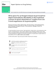 Pdf What Place For Prolonged Release Buprenorphine Depot Formulation Buvidal In The Treatment Arsenal Of Opioid Dependence Insights From The French Experience On Buprenorphine