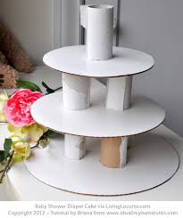 Cut the cardboard tubing or spent toilet paper rolls to the width of the diapers you are using. How To Make A Diaper Cake Easy Baby Shower Craft