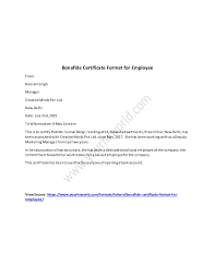 Bonafide Certificate Format For Employee Sample Doc