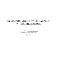 Zx Spectrum Software Catalog With Screenshots