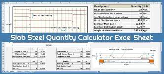 When steel quantity is 2.5% for r.c.c. How To Calculate Steel Quantity For Slab Excel Sheet