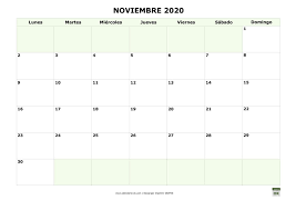 Calendarios con números de la semana. Plantilla Calendario Noviembre 2020 Para Imprimir