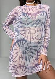 Lilac Tie Dye Mesh Oversized Long Sleeve T Shirt Dress Missguided The sleeves are long enough to go past my wrists if i wanted them to but snug enough that they stay pushed back when i need them loose enough to wear with leggings but tight enough for sweats with out being too baggy. lilac tie dye mesh oversized long sleeve t shirt dress