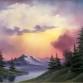 Bob Ross Wet-on-Wet Oil Painting: Sunset Aglow