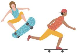 Set Of A Man And A Woman Skateboarding Isolated On A White Background Download Free Vectors Clipart Graphics Vector Art