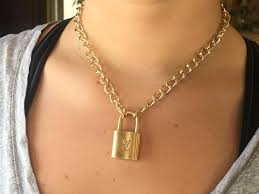 Authentic louis vuitton padlock key & louis vuitton necklace lock padlock with key set lock replace your worn out or broken louis vuitton lv accessories for louis vuitton handbags such as. Louis Vuitton Lock Necklace Louis Vuitton Jewelry With Etsy Louis Vuitton Jewelry Lock Necklace Necklace