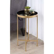 Tray Accent Side Table Round Metal Foldable Plant Stand Folding Portable Gold Kateandlaurel End Tables Accent Table Metal End Tables