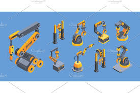 Crane Machines Colorful Isometric Crane Machine Isometric Crane