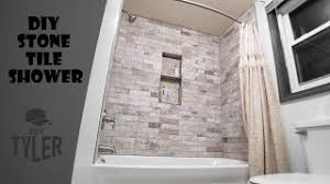 An onyx panel is approximately 5/16 thick and is a solid color throughout. Diy Tile Shower Tub Insert To Stone Tile Wall Shower Youtube