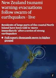 A tsunami warning has been issued after severe earthquake in the north island this morning. 57pd2 N3nmzm M