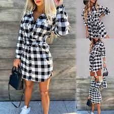 A porter avec des talons ou des bottines. Robe Chemise A Carreaux A Carreaux Pour Femmes Chemisier A Manches Longues Robe Tartan A Carreaux Pour Femmes Blanc Cdiscount Pret A Porter