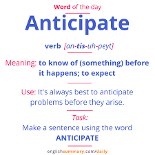 Anticipate Meaning Pronunciation Use Good Vocabulary Words Learn English Vocabulary Learn English Words
