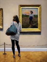 Oil On Masonite 9 X 12 A Woman Standing Next To The Song Of The Lark By Jules Adolphe Breton In The Art Institute Of Chicago Original Fine Art Fine Art Art