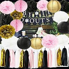Just loved your parisian tablescapes, i also styled my wedding and reception in parisian themes including a 5 ft sparkling white eiffel tower in the center of the wedding cake and dessert. Furuix Ooh La La Baby Shower Decorations Pink Gold White Black Paris Party Decorations Tissue Paper Pom Pom Honeycomb Ball Paper