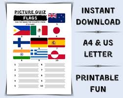 Looking for a way to catch up on some geography trivia? Printable Flags Quiz Name The Country Pub Quiz Picture Etsy