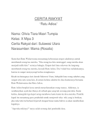 Salut dengan apa yang telah ada. Cerita Rakyat Ratu Adioa