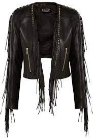 Balmain Fringed Leather Biker Jacket Net A Porter Com Biker Jacket Black Biker Jacket Black Motorcycle Jacket