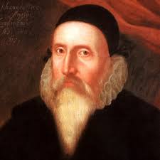 A portrait of Dr. John Dee from the 16th century by an unknown artist. Dee  was born