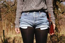Denim Shorts And Tights Love The Look Fashion Cute Fashion Fall Outfits