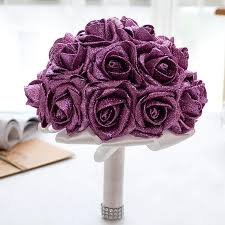 Bling Bling Sparkly 2019 New Fashion Bridal Bouquet Flowers Wedding Decoration Artificial Bridesmaid Flower Crystal Silk Rose Cpa1586 Flower Bouquet