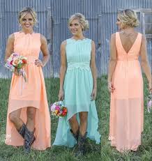 Compre Vestidos De Fiesta De Gasa De Color Rosa Magnificos Cabestro De Una Linea Country Bridesmaid Dresses Hi Low Bridesmaid Dresses Orange Bridesmaid Dresses