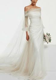 Boat Kneck Long Sleev Drape Back Wedding Dress Boat Neck Long Sleeve Muslim Wedding D Boat Neck Wedding Dress Wedding Dress Couture Wedding Dress Inspiration