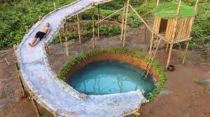 Make us your custom pool builder, and: Dig To Build Most Water Slide House Around Swimming Pool Underground Youtube