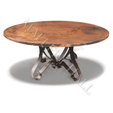 Tuscan Round Copper Top Flat Wrought Iron Base Dining Table 55 Inch Dining Table Copper Top Table Round Dinning Room Table