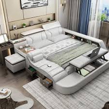 Modern luxury bedroom set custom content download. Modern Day Comfortable Smart Bed With Massager Stool And Storage My Aashis