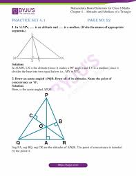 Msbshse Solutions For Class 8 Maths Part 1 Chapter 4 Altitudes And Medians Of A Triangle Avail For Free