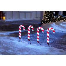 Lightshow 18 In Christmas Colorchanging Pathway Stakes Candy Cane Set Of 4 115712 The Home Depot Christmas Pathway Lights Outdoor Christmas Decorations Outdoor Christmas