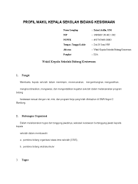 Menyusun petunjuk pelaksanaan operasional proses penerimaan peserta didik (ppd) Profil Wakil Kepala Sekolah Bidang Kesiswaan