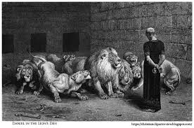 Christian Clip Art Review: Etching of Daniel In The Lion's Den