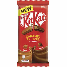 Nestle Kit Kat Caramel Pretzel 2 Ways Chocolate Block 170g Big W Kit Kat Flavors Caramel Pretzels Kit Kat