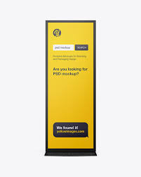 Download Stand Mockup Front View In Indoor Advertising Mockups On Yellow Images Object Mockups PSD Mockup Templates