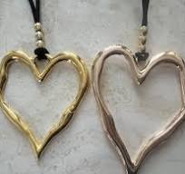 Gold open large heart boho style necklace