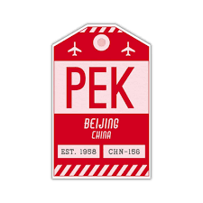 Amazon.com: PEK Bejing China Luggage Tag StickerAirport Code Baggage  DecalCollectible Travel DecorVintage Inspired Design (Red) : Handmade  Products