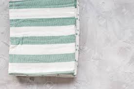 striped green and white kitchen towels