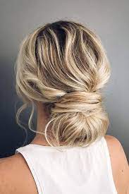 Bridesmaid Updos Messy Low Bun On Blonde Hair Withlovehunter Via Instagram Low Bun Wedding Hair Bridesmaid Updo Bride Hairstyles