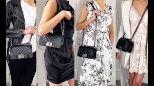How To Wear A Chanel Boy Bag Review Small Black Caviar Boy Styled With 5 Outfits Youtube