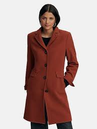 Poches obliques devant et deux poches intérieures. Peter Hahn Le Manteau 3 4 100 Laine Vierge Potiron